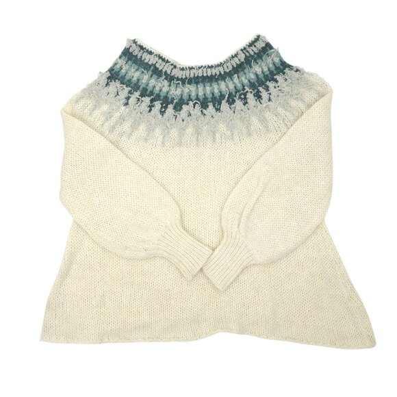 Free People Baltic Fair Isle Sweater Womens M Balloon Sleeve Oversized Boho - Picture 10 of 16